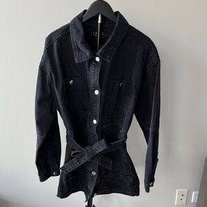 Women's Black Denim Jacket with belt